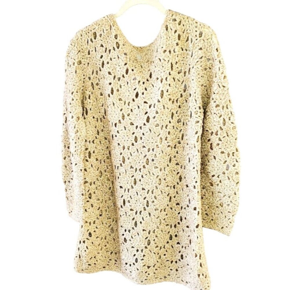 Vintage Escada Margaretha Ley Open Knit Tunic Top Gold Metallic 38/6